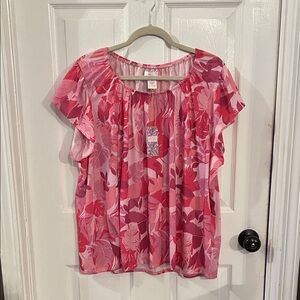 Vibrant Pink Floral Women's Blouse